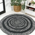 thumbnail image 1 of JONATHAN Y ANSA 5' Round Area Rug, Abyss Braided Bohemian Coastal Jute - Black/White, RNF117C-5R, 1 of 6