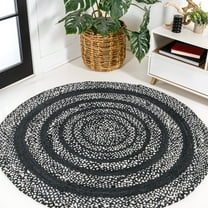 JONATHAN Y RNF117C-6R Abyss Braided Bohemian Coastal Round Jute Black/White 6' Round Area Rug, Casual Classic, Pet Friendly, Stain Resistant, Easy to Clean, for Living Room; Kitchen, Bedroom
