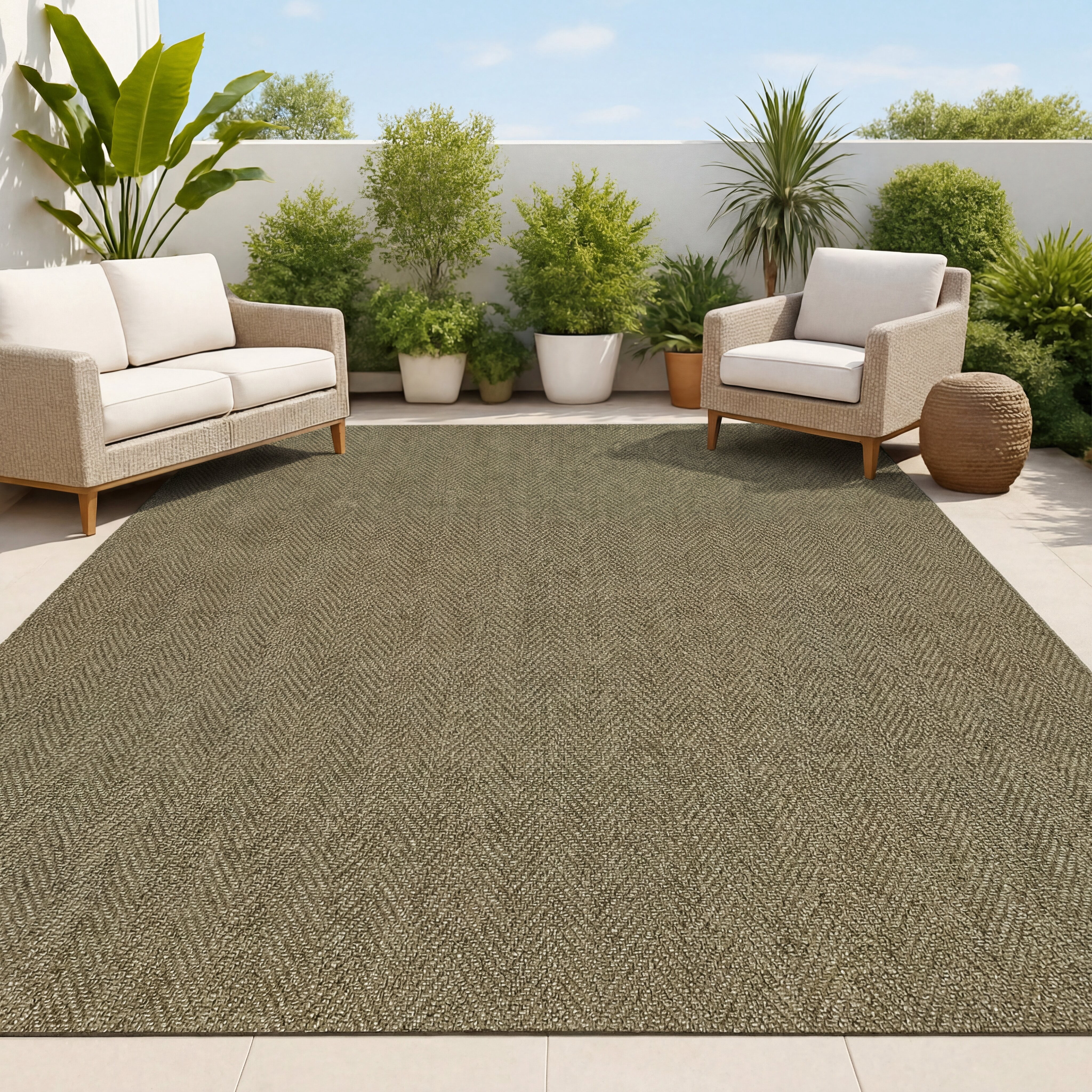 Rowena Rug JONATHAN Y Rowena Easy Jute Scandinavian Boho Herringbone Weave Beige 5 ...