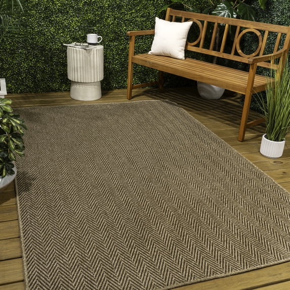 JONATHAN Y Rowena Easy Jute Scandinavian Boho Herringbone Weave Brown 3 ft. x 5 ft. Indoor/Outdoor Area Rug