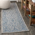 thumbnail image 1 of JONATHAN Y SANTA MONICA 2 x 10 Runner Rug, Charleston Vintage Filigree Textured Weave - Gray/Navy, SMB106C-210, 1 of 5