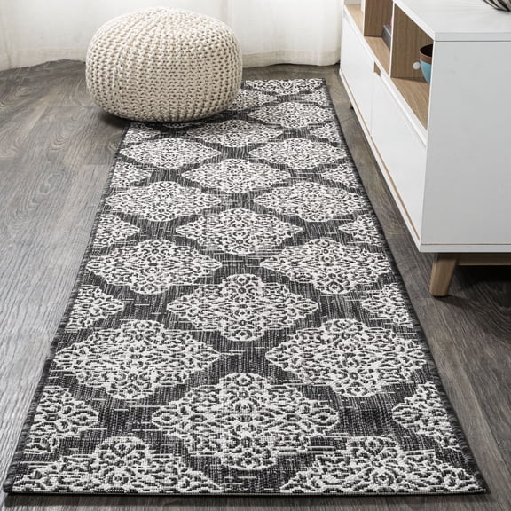 Open Box JONATHAN Y SANTA MONICA 2 x 10 Runner Rug, Tuscany Ornate Medallions - Black/Ivory, SMB121B-210