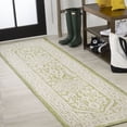 thumbnail image 1 of JONATHAN Y SANTA MONICA 2 x 8 Runner Rug, Sinjuri Medallion Textured Weave - Green/Cream, SMB101E-28, 1 of 9