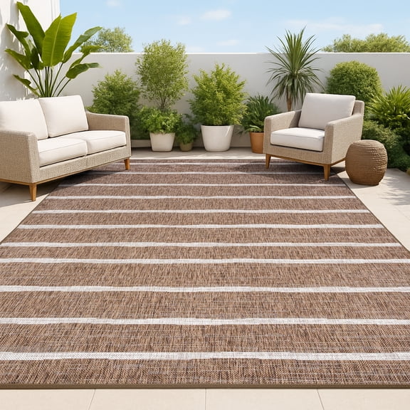 JONATHAN Y SANTA MONICA 4 x 6 Area Rug, Colonia Berber Stripe - Brown/Beige, SMB125B-4