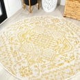 thumbnail image 1 of JONATHAN Y SANTA MONICA 5' Round Area Rug, Estrella Bohemian Medallion Textured Weave - Cream/Yellow, SMB105H-5R, 1 of 2