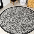 thumbnail image 1 of JONATHAN Y SANTA MONICA 5' Round Area Rug, Madrid Vintage Filigree Textured Weave - Light Gray/Black, SMB107E-5R, 1 of 7