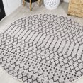 thumbnail image 1 of JONATHAN Y SANTA MONICA 5' Round Area Rug, Ourika Moroccan Geometric Textured Weave - Cream/Black, SMB108I-5R, 1 of 8