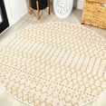 thumbnail image 1 of JONATHAN Y SANTA MONICA 5' Round Area Rug, Ourika Moroccan Geometric Textured Weave - Cream/Yellow, SMB108J-5R, 1 of 7