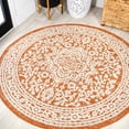 thumbnail image 1 of JONATHAN Y SANTA MONICA 5' Round Area Rug, Sinjuri Medallion Textured Weave - Orange/Cream, SMB101F-5R, 1 of 2