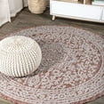 thumbnail image 1 of JONATHAN Y SANTA MONICA 5' Round Area Rug, Sinjuri Medallion Textured Weave - Red/Taupe, SMB101A-5R, 1 of 4