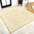 thumbnail image 1 of JONATHAN Y SANTA MONICA 5' Square Area Rug, Sinjuri Medallion Textured Weave - Yellow/Cream, SMB101I-5SQ, 1 of 2