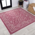 thumbnail image 1 of JONATHAN Y SANTA MONICA 5' Square Area Rug, Tela Bohemian Textured Weave Floral - Fuchsia/Light Gray, SMB100G-5SQ, 1 of 7