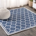 thumbnail image 1 of JONATHAN Y SANTA MONICA 5' Square Area Rug, Trebol Moroccan Trellis Textured Weave - Navy/Gray, SMB109D-5SQ, 1 of 4