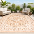 thumbnail image 1 of JONATHAN Y SANTA MONICA 5 x 8 Area Rug, Sinjuri Medallion Textured Weave - Orange/Cream, SMB101F-5, 1 of 2