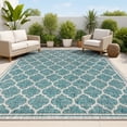 thumbnail image 1 of JONATHAN Y SANTA MONICA 5 x 8 Area Rug, Trebol Moroccan Trellis Textured Weave - Teal/Gray, SMB109E-5, 1 of 4
