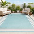 thumbnail image 1 of JONATHAN Y SANTA MONICA 8 x 10 Area Rug, James Border Stripe - Aqua/Beige, SMB201B-8, 1 of 6