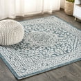 thumbnail image 1 of JONATHAN Y SANTA MONICA 9' Square Area Rug, Sinjuri Medallion Textured Weave - Teal Blue/Gray, SMB101C-9SQ, 1 of 3