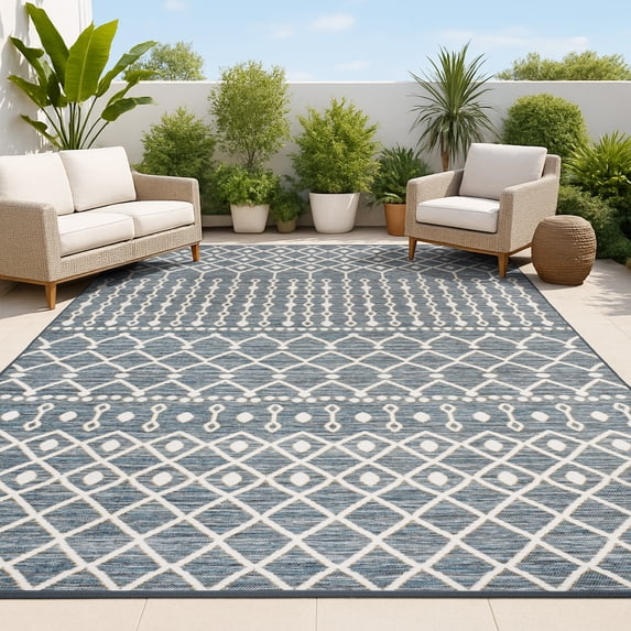JONATHAN Y SAVANNAH 5 x 8 Area Rug, Zana Moroccan Machine-Washable Reversible - Navy/Cream, SVH110A-5