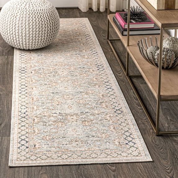 JONATHAN Y SHABBY CHIC 2 x 8 Runner Rug, Stirling English Country Argyle - Light Blue/Ivory, SBC301C-28