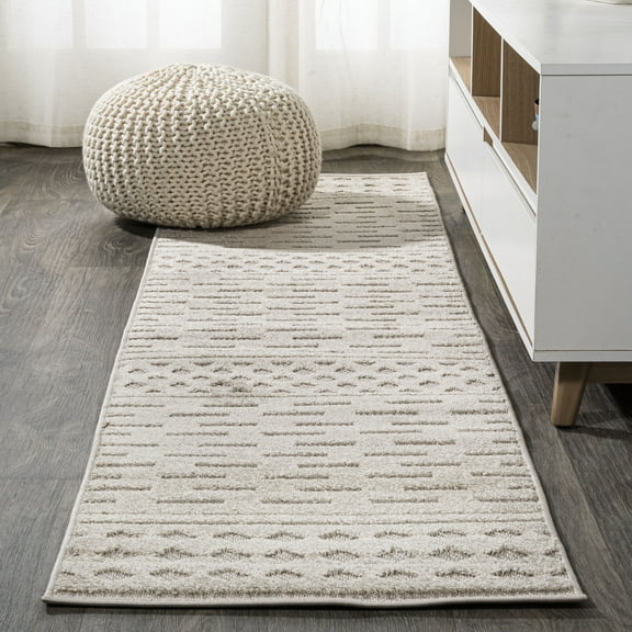 JONATHAN Y SOUTH BEACH 2 x 8 Runner Rug, Xlendi Pile Moroccan Geometric - Beige, SBH100A-28