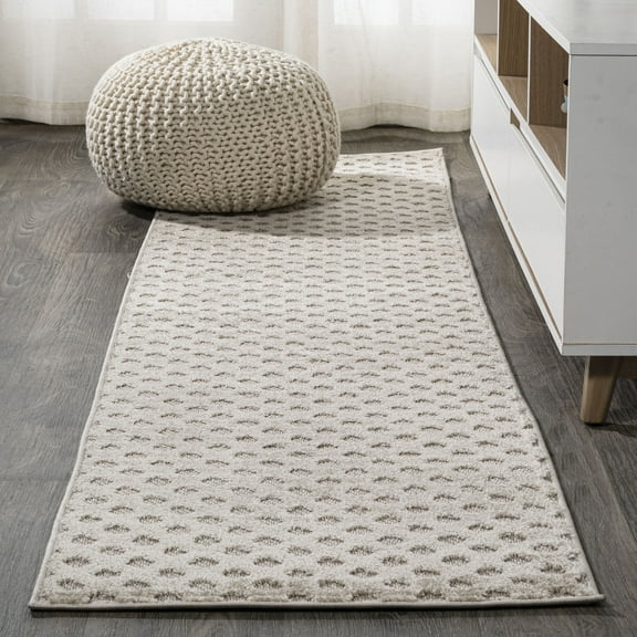 JONATHAN Y SOUTH BEACH 2 x 10 Runner Rug, Rabat Pile Mini-Diamond Trellis - Beige, SBH101A-210
