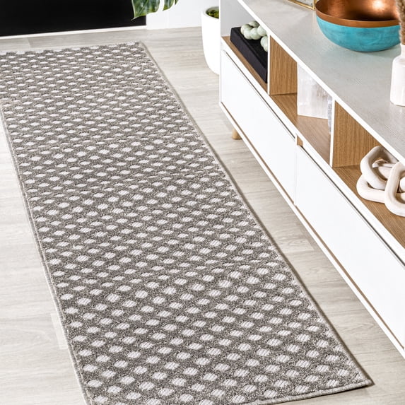 JONATHAN Y SOUTH BEACH 2 x 8 Runner Rug, Rabat Pile Mini-Diamond Trellis - Dark Gray/Ivory, SBH101C-28