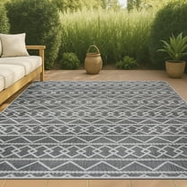 JONATHAN Y SOUTH BEACH 5 x 8 Area Rug, Aylan Pile Knotted Trellis Geometric - Black/Ivory, SBH104A-5