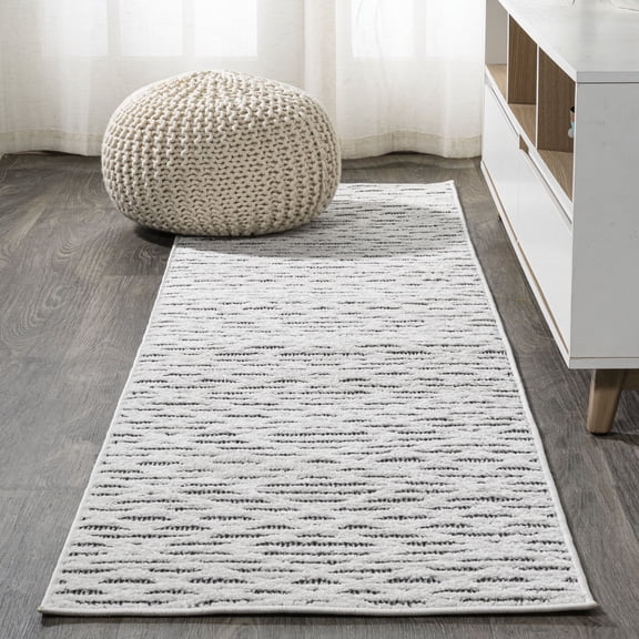 JONATHAN Y SOUTH BEACH 2 x 10 Runner Rug, Ararat Pile Moroccan Diamond - Black/Ivory, SBH105B-210