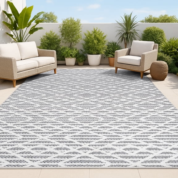 JONATHAN Y SOUTH BEACH 3 x 5 Area Rug, Ararat Pile Moroccan Diamond - Black/Ivory, SBH105B-3