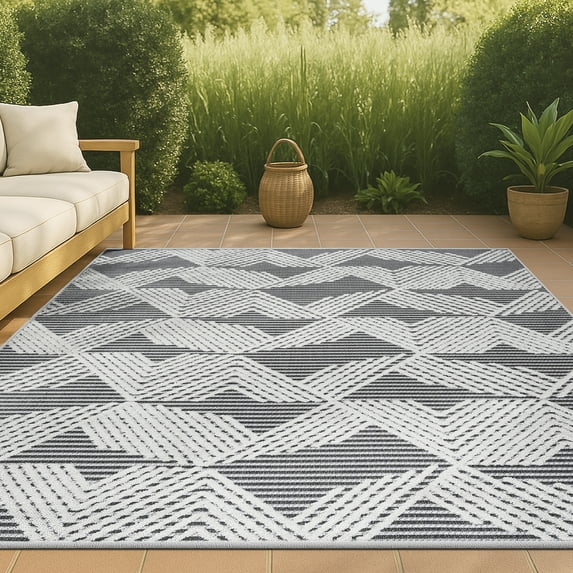 JONATHAN Y SOUTH BEACH 8 x 10 Area Rug, Jazz Pile Art Deco Geometric - Black/Ivory, SBH106A-8