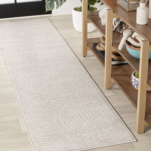 JONATHAN Y SCANDINAVIAN 2 x 8 Runner Rug, Hallie Minimalist Curve Geometric - Ivory/Cream, SCN100B-28