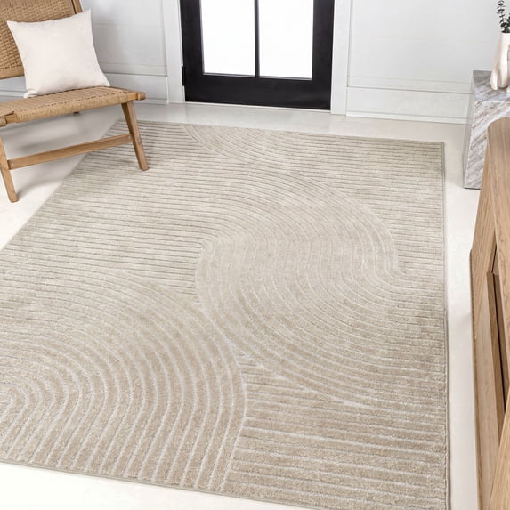 JONATHAN Y SCANDINAVIAN 8 x 10 Area Rug, Hallie Minimalist Curve Geometric - Beige/Cream, SCN100D-8