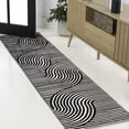 thumbnail image 1 of JONATHAN Y SCANDINAVIAN 2 x 8 Runner Rug, Hallie Minimalist Curve Geometric - Black/White, SCN100F-28, 1 of 6