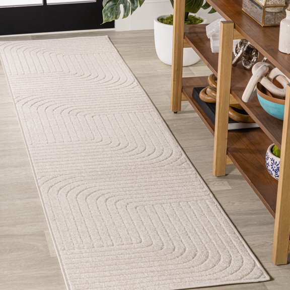 JONATHAN Y SCANDINAVIAN 2 x 10 Runner Rug, Odense Minimalist Angle Geometric - Ivory/Cream, SCN101A-210