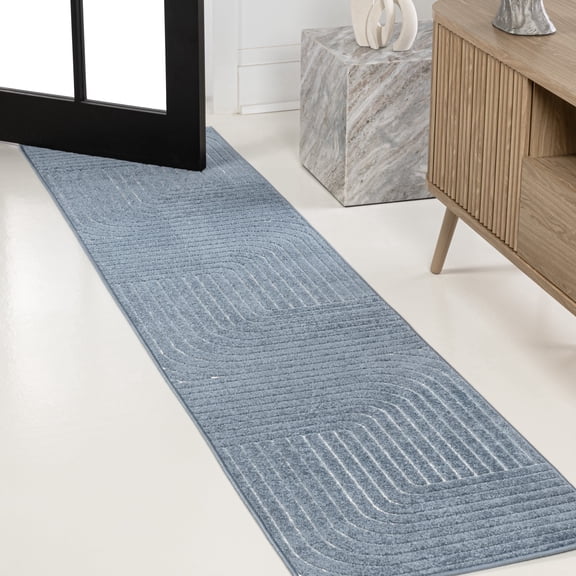 JONATHAN Y SCANDINAVIAN 2 x 8 Runner Rug, Odense Minimalist Angle Geometric - Dark Blue/Cream, SCN101D-28