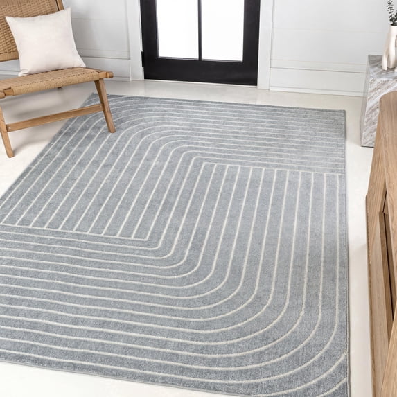 JONATHAN Y SCANDINAVIAN 8 x 10 Area Rug, Odense Minimalist Angle Geometric - Light Blue/Cream, SCN101F-8