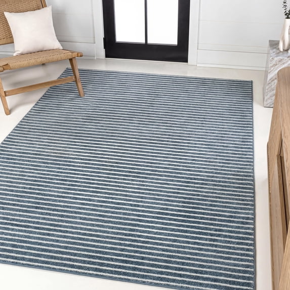 JONATHAN Y SCANDINAVIAN 3 x 5 Area Rug, Aarhus Minimalist Striped - Navy/ivory, SCN102A-3