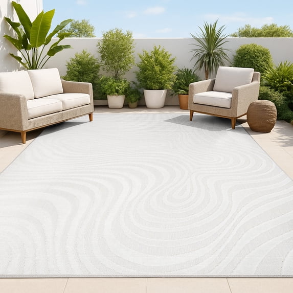 JONATHAN Y SCANDINAVIAN 5' x 8' Area Rug, Maribo Abstract Groovy Striped - Cream/Ivory, SCN103A-5