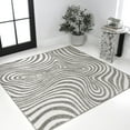 thumbnail image 1 of JONATHAN Y SCANDINAVIAN 5' Square Area Rug, Maribo Abstract Groovy Striped - Gray/Ivory, SCN103B-5SQ, 1 of 8