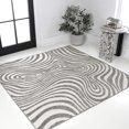 thumbnail image 1 of JONATHAN Y SCANDINAVIAN 5' Square Area Rug, Maribo Abstract Groovy Striped - Gray/Ivory, SCN103B-5SQ, 1 of 8