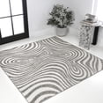 thumbnail image 1 of JONATHAN Y SCANDINAVIAN 5' Square Area Rug, Maribo Abstract Groovy Striped - Gray/Ivory, SCN103B-5SQ, 1 of 8
