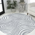 thumbnail image 1 of JONATHAN Y SCANDINAVIAN 7' Round Area Rug, Maribo Abstract Groovy Striped - Light Blue/Ivory, SCN103C-7R, 1 of 8