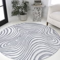 thumbnail image 1 of JONATHAN Y SCANDINAVIAN 8' Round Area Rug, Maribo Abstract Groovy Striped - Light Blue/Ivory, SCN103C-8R, 1 of 8