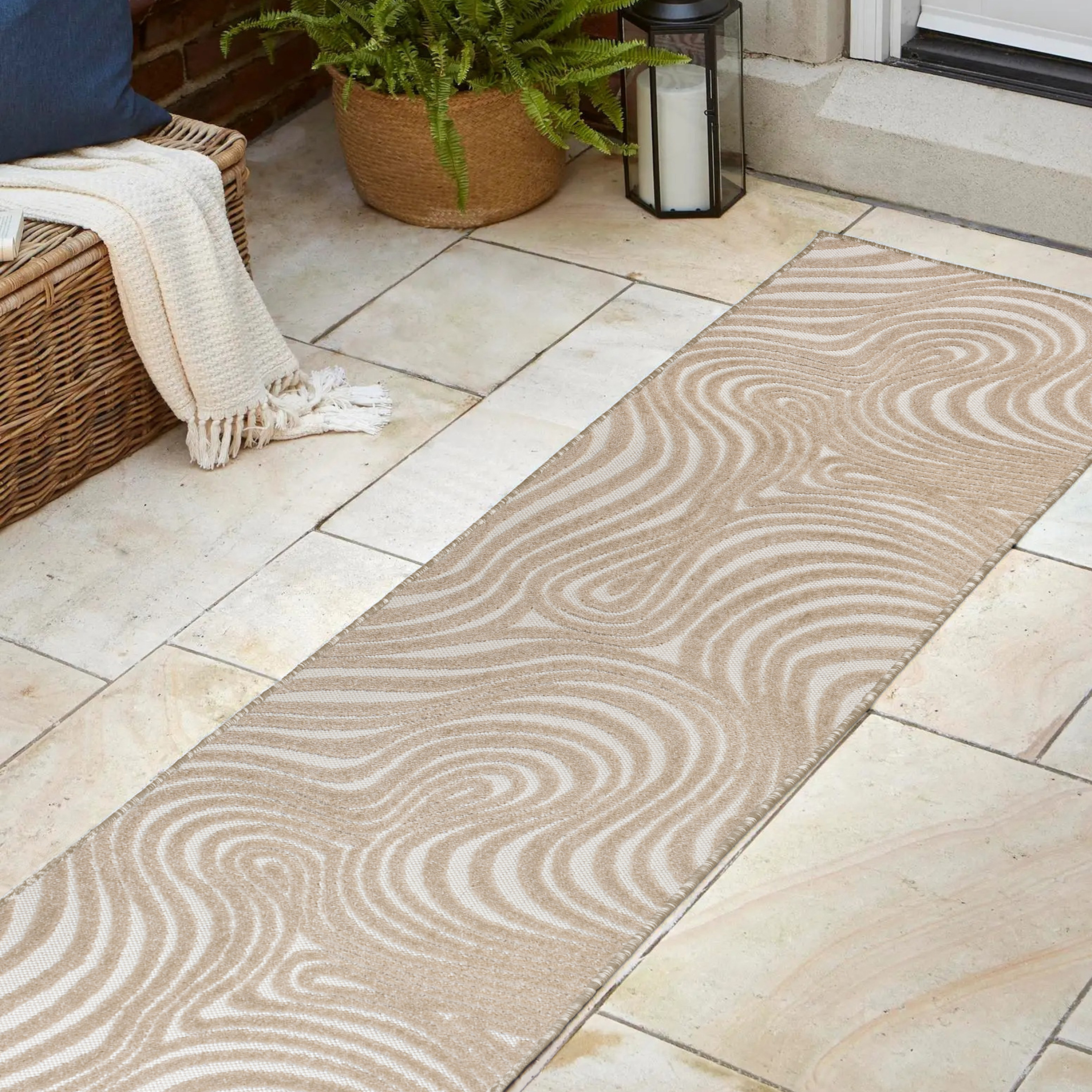 JONATHAN Y Maribo Läufer – Abstrakt Gestreift, Beige/Creme, 5 X 20 Cm – Für Terrasse, Wohnzimmer, Büro