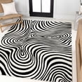 thumbnail image 1 of JONATHAN Y SCANDINAVIAN 5' x 8' Area Rug, Maribo Abstract Groovy Striped - Black/White, SCN103F-5, 1 of 7
