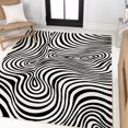 thumbnail image 1 of JONATHAN Y SCANDINAVIAN 5 x 8 Area Rug, Maribo Abstract Groovy Striped - Black/White, SCN103F-5, 1 of 7