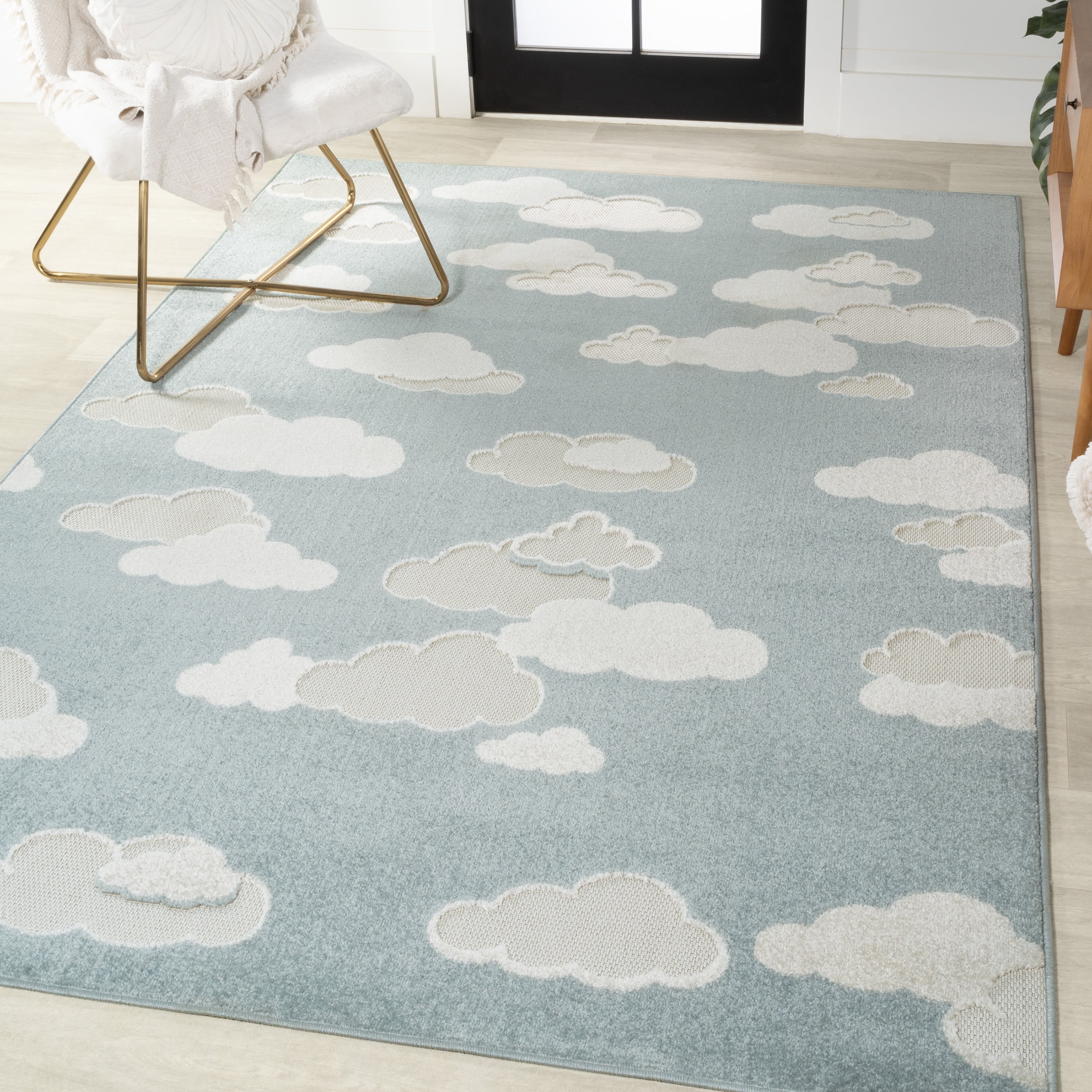 Hedwig Blue and Ivory Cloud Scandi 3x5 Area Rug