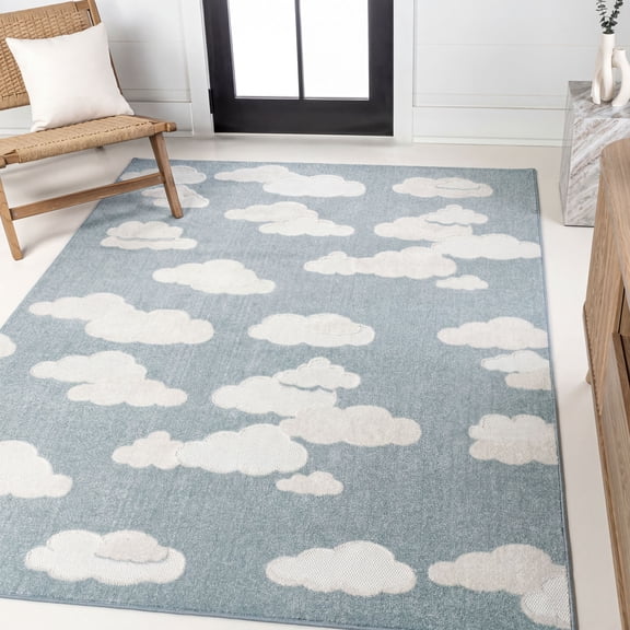 JONATHAN Y SCANDINAVIAN 8 x 10 Area Rug, Hedwig Youth Cloud Scandi - Blue/Ivory, SCN105A-8