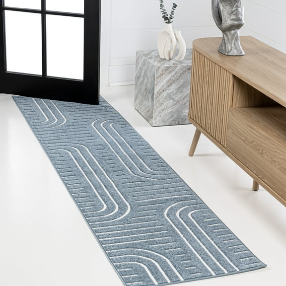JONATHAN Y SCANDINAVIAN 2 x 8 Runner Rug, Anders Arch Stripe Two-Tone - Navy/Cream, SCN107A-28