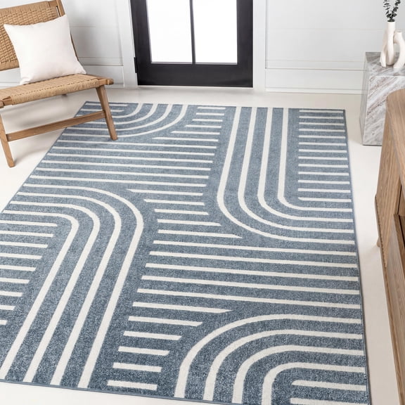JONATHAN Y SCANDINAVIAN 5 x 8 Area Rug, Anders Arch Stripe Two-Tone - Navy/Cream, SCN107A-5